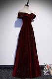 Burgundy velvet long prom dress evening dress HZ0319