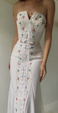 Pretty White Strapless Mermaid Beaded Chic Long Evening Party Dresses, HZ0319