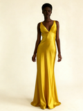 Turquoise V Neck Backless Mermaid Satin Long Formal Party Dress, HZ0319