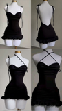Sexy Black Straps Sheath Backless Short Party Dresses Homecoming Dresses, HZ0319