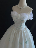 Fairy Strapless A-Line Tulle Embroidery Birthday Ball Gowns Quinceanera Dresses, HZ0319