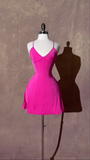 Grape Straps A-Line Satin Short Party Dresses Homecoming Dresses, HZ0319