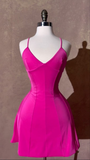 Grape Straps A-Line Satin Short Party Dresses Homecoming Dresses, HZ0319