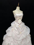 Light Pink Strapless A-Line Vintage Party Dresses Birthday Outfits Ball Gowns, HZ0319