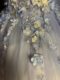 Gorgeous Off Shoulder A-Line Ombre Appliques Evening Gowns Birthday Ball Gowns, HZ0319