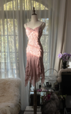 Retro Pink Sparkling Beaded Spaghetti Strap Romantic Chiffon Evening Dress Prom Dresses, HZ0319