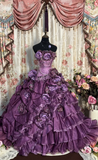 Gorgeous Purple StraplessA-Line Floral Quinceanera Dress Birthday Ball Gown, HZ0319
