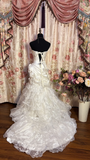 White Strapless Mermaid Chiffon Vintage Wedding Dresses Evening Gowns, HZ0319