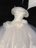 Elegant Ivory 3D Flowers Design A-Line Tulle Wedding Dress Prom Dress Evening Dress Ball Gown HZ0319