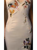 Retro Ivory Spaghetti Straps Sheath Midi Party Dresses Cocktail Dresses, HZ0319