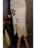 Retro Ivory Spaghetti Straps Sheath Midi Party Dresses Cocktail Dresses, HZ0319