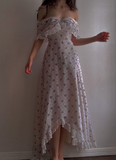 Lilac Off Shoulder A-Line Chiffon Long Party Dresses Wedding Guest Dresses, HZ0319