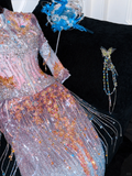 Fashion Sparkling Beaded Sequin Mermaid Elegant Chiffon Evening Dress Prom Dresses HZ0319
