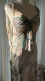 Vintage Shinny Spaghetti Strap Backless Sweetheart Design Romantic Chiffon Evening Dress Prom Dress HZ0319