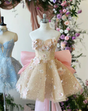 Lovely Sweetheart A-Line Floral Appliques Short Party Dresses Birthday Outfits, HZ0319