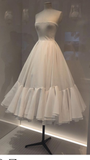 Elegant White Strapless A-Line Long Party Dresses Light Wedding Dresses, HZ0319