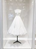 Elegant White Strapless A-Line Long Party Dresses Light Wedding Dresses, HZ0319