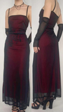 Burgundy Spaghetti Straps Sheath Vintage Long Evening Party Dresses, HZ0319