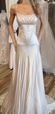 New Arrival Spaghetti Straps A-Line Beading Long Wedding Dress Bridal Dress, HZ0319