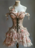 Vintage Floral Design Lolita Princess Dress A-line Beaded Chiffon Tiered Party Dress Homecoming Dress HZ0319
