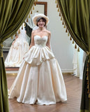 Pretty Wedding Dress Satin Sweetheart Pleated Wedding Dress HZ0319