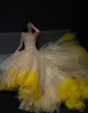 Charming Prom Dress Strapless Pleated Tulle Mermaid Gala Dress Formal Dress Evening Dress HZ0319