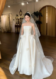 Charming Wedding Dress Satin Strapless Wedding Dress HZ0319