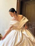 Pretty Wedding Dress Off Shoulder Pleated Wedding Dress HZ0319