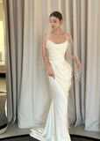 Minimlaist Wedding Dress Strapless Pleated Mermaid Wedding Dress HZ0319