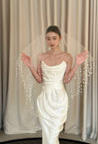 Minimlaist Wedding Dress Strapless Pleated Mermaid Wedding Dress HZ0319