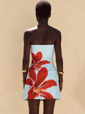 Beauty Homecoming Dress Strapless Print Short Prom Dress Birthday Party Outfits Cocktail Dress HZ0319