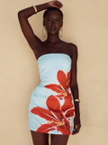 Beauty Homecoming Dress Strapless Print Short Prom Dress Birthday Party Outfits Cocktail Dress HZ0319