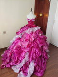 Charming Prom Dress Strapless Pleated Ruffle Evening Dress Quinceanera Dress Ball Gown HZ0319