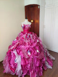 Charming Prom Dress Strapless Pleated Ruffle Evening Dress Quinceanera Dress Ball Gown HZ0319