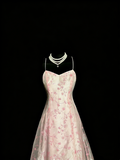 Beauty Prom Dress Light Pink Spaghetti Straps Tulle Party Dress Evening Dress Wedding Guest Dress HZ0319