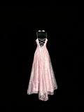 Beauty Prom Dress Light Pink Spaghetti Straps Tulle Party Dress Evening Dress Wedding Guest Dress HZ0319