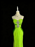 Charming Prom Dress Lime Green Sweetheart Pleated Formal Dress Evening Dresses Wedding Guest Dress HZ0319