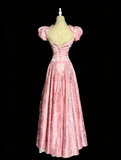 Retro Prom Dress Pink Off Shoulder Pleated Lace Evening Dress Sweet 16 Dress Ball Gown HZ0319