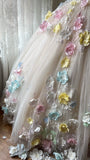 New Arrival Prom Dress Off Shoulder Tulle Pleated Floral Evening Dress Quinceanera Dress Ball Gown HZ0319