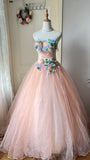 New Arrival Prom Dress Strapless Pleated Floral Tulle Evening Dress Quinceanera Dress Ball Gown HZ0319