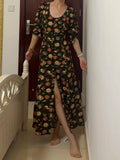 New Arrival Prom Dress Crew Neck Print Floral Formal Dress Evening Dresses Wedding Guest Dress HZ0319