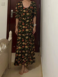 New Arrival Prom Dress Crew Neck Print Floral Formal Dress Evening Dresses Wedding Guest Dress HZ0319