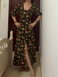 New Arrival Prom Dress Crew Neck Print Floral Formal Dress Evening Dresses Wedding Guest Dress HZ0319