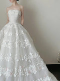 Elegant Wedding Dress Strapless Floral Wedding Dress HZ0319