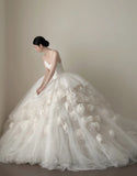 Stunning Wedding Dress Sweetheart Pleated Tulle Flower Wedding Dress HZ0319
