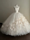 Stunning Wedding Dress Sweetheart Pleated Tulle Flower Wedding Dress HZ0319