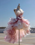 Cute Homecoming Dress Ombre Strapless Ruffle Short Prom Dress Birthday Party Outfits Back to School HZ0319