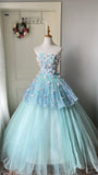 Beauty Ball Gown Light Blue Strapless Pleated Tulle Prom Dresses Evening Gala Gown Sweet 16 Dress HZ0319
