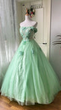 Beauty Ball Gown Light Green Strapless Pleated Tulle Prom Dresses Evening Gala Gown Birthday Party Dress HZ0319