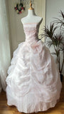 Chic Ball Gown Light Pink Strapless Pleated Prom Dresses Evening Gala Gown Quinceanera Dress HZ0319